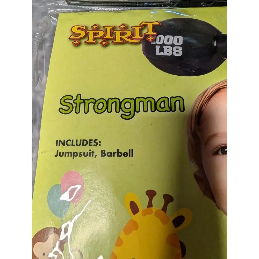 NEW! Spirit Halloween Strongman Infant Costume Jumpsuit With Barbell Size 6-12 M - Picture 3 of 12